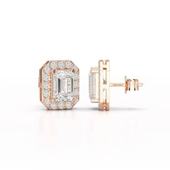 2.51 CT Lab Diamond Halo Emerald Stud Earrings Jama Jewels