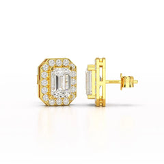 2.51 CT Lab Diamond Halo Emerald Stud Earrings Jama Jewels