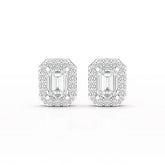 2.51 CT Lab Diamond Halo Emerald Stud Earrings Jama Jewels