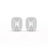 2.51 CT Lab Diamond Halo Emerald Stud Earrings