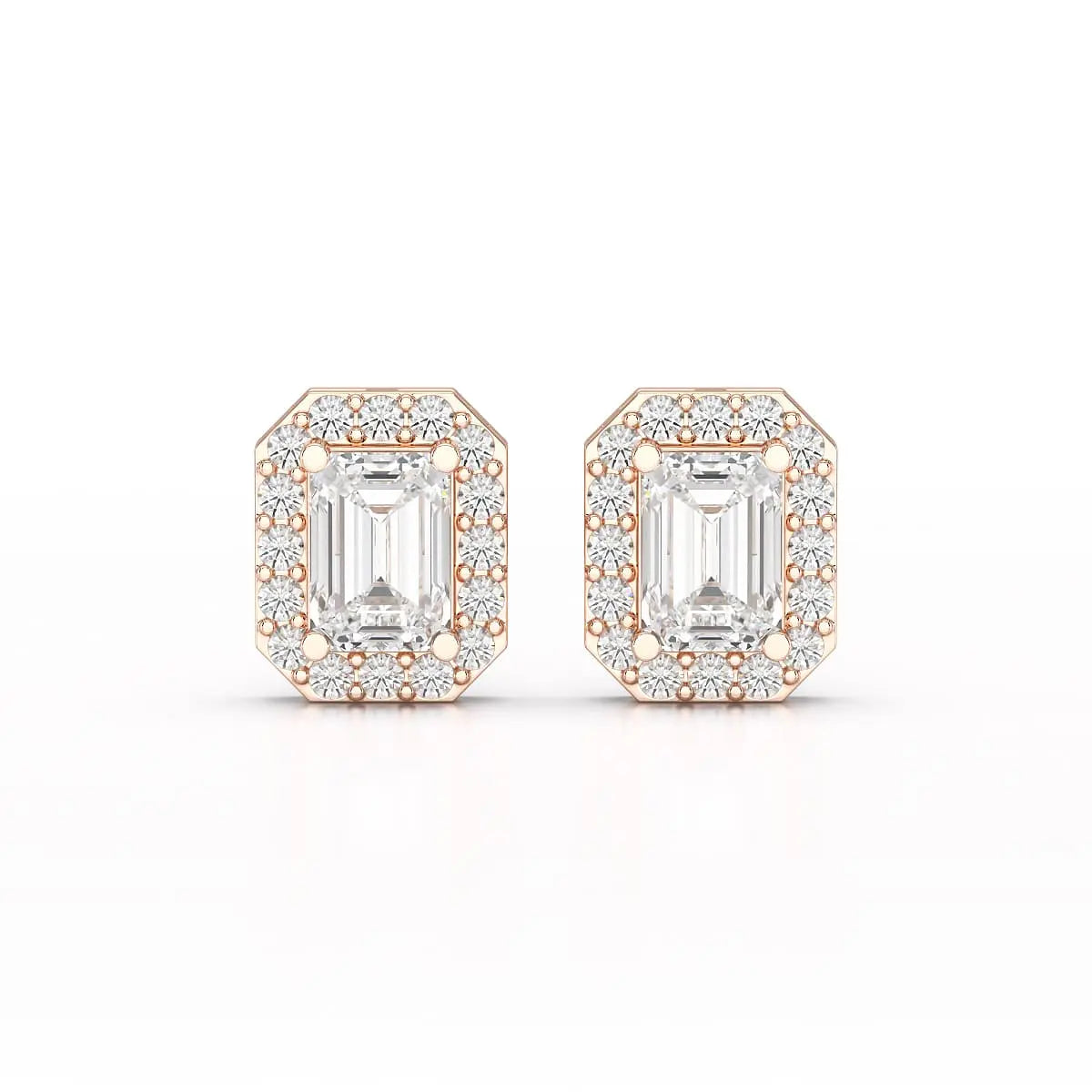 2.51 CT Lab Diamond Halo Emerald Stud Earrings Jama Jewels