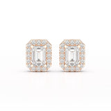 2.51 CT Lab Diamond Halo Emerald Stud Earrings