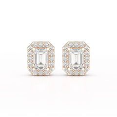 2.51 CT Lab Diamond Halo Emerald Stud Earrings Jama Jewels