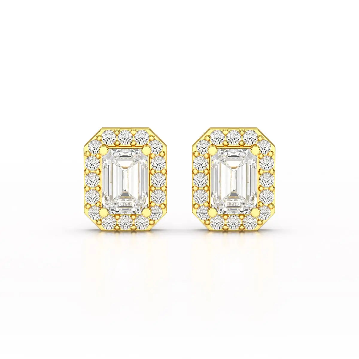 2.51 CT Lab Diamond Halo Emerald Stud Earrings Jama Jewels