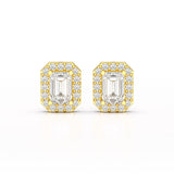 2.51 CT Lab Diamond Halo Emerald Stud Earrings