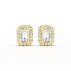 2.51 CT Lab Diamond Halo Emerald Stud Earrings Jama Jewels