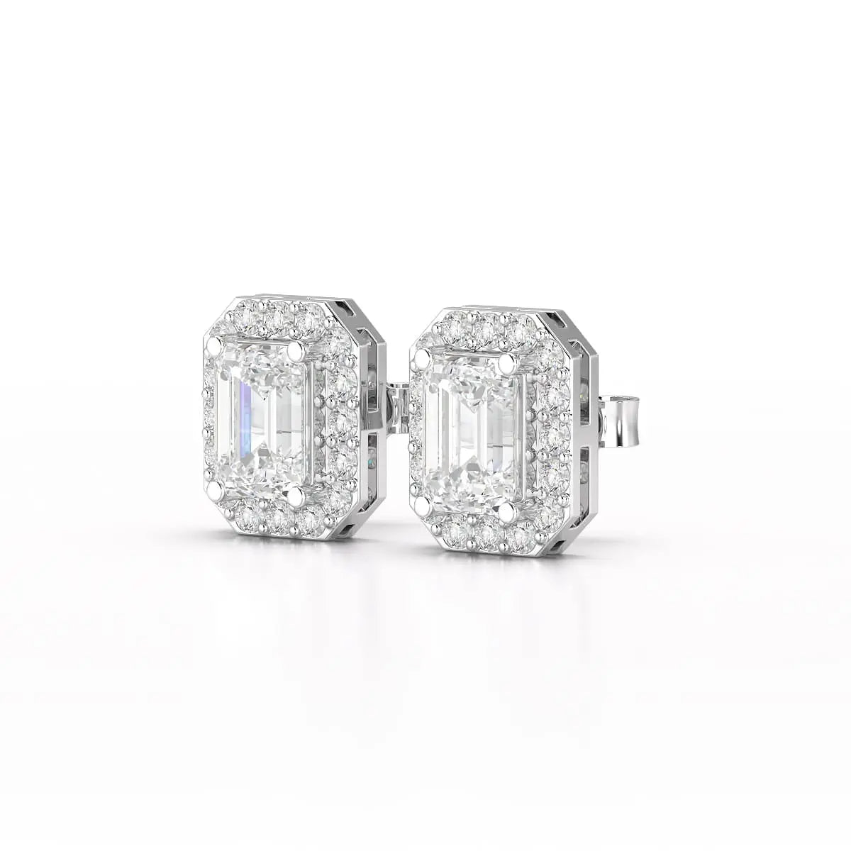 2.51 CT Lab Diamond Halo Emerald Stud Earrings Jama Jewels