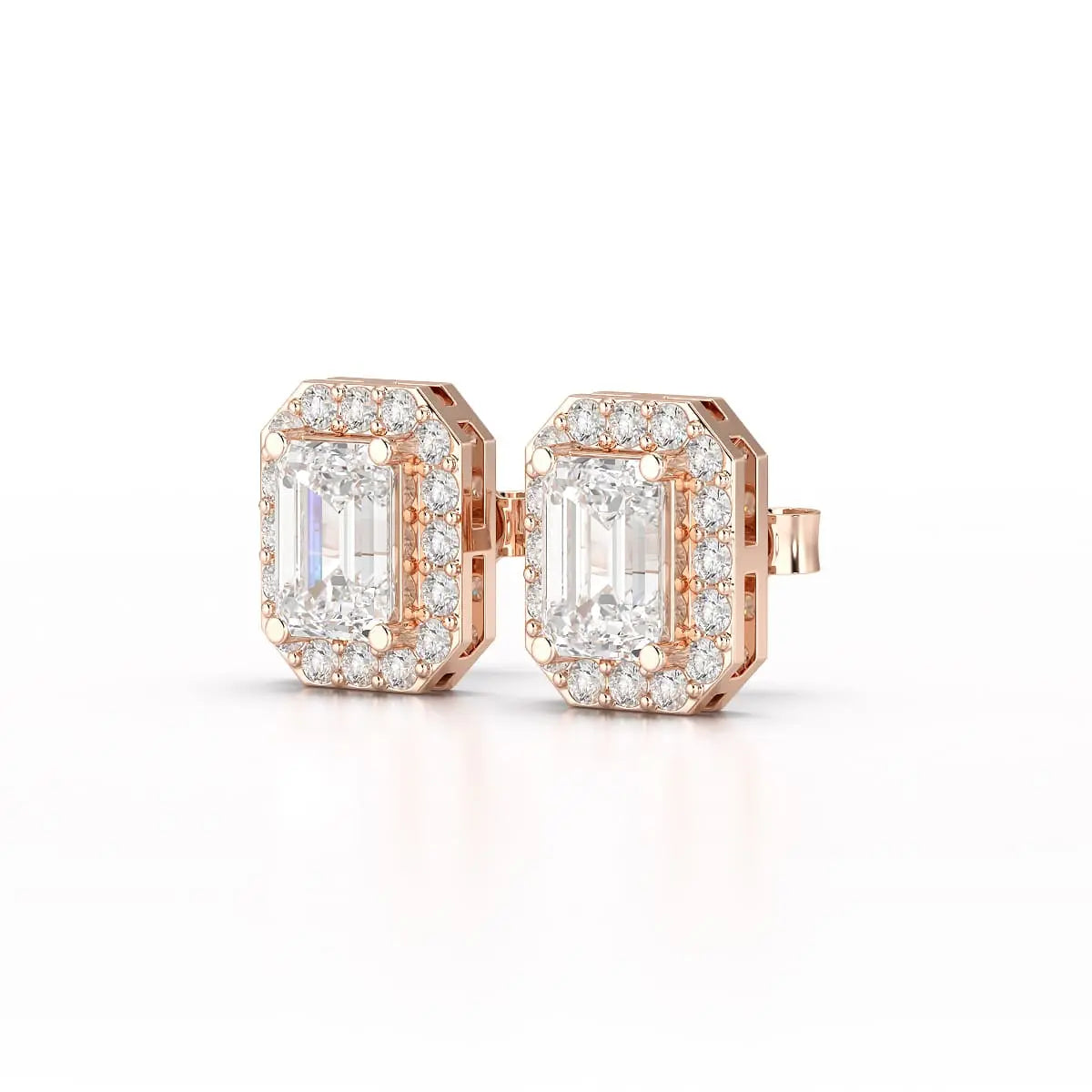 2.51 CT Lab Diamond Halo Emerald Stud Earrings Jama Jewels