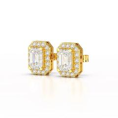 2.51 CT Lab Diamond Halo Emerald Stud Earrings Jama Jewels