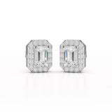 2.51 CT Lab Diamond Halo Emerald Stud Earrings