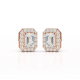 2.51 CT Lab Diamond Halo Emerald Stud Earrings
