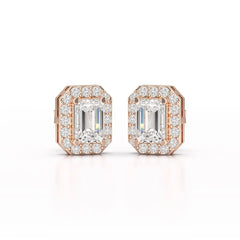2.51 CT Lab Diamond Halo Emerald Stud Earrings Jama Jewels