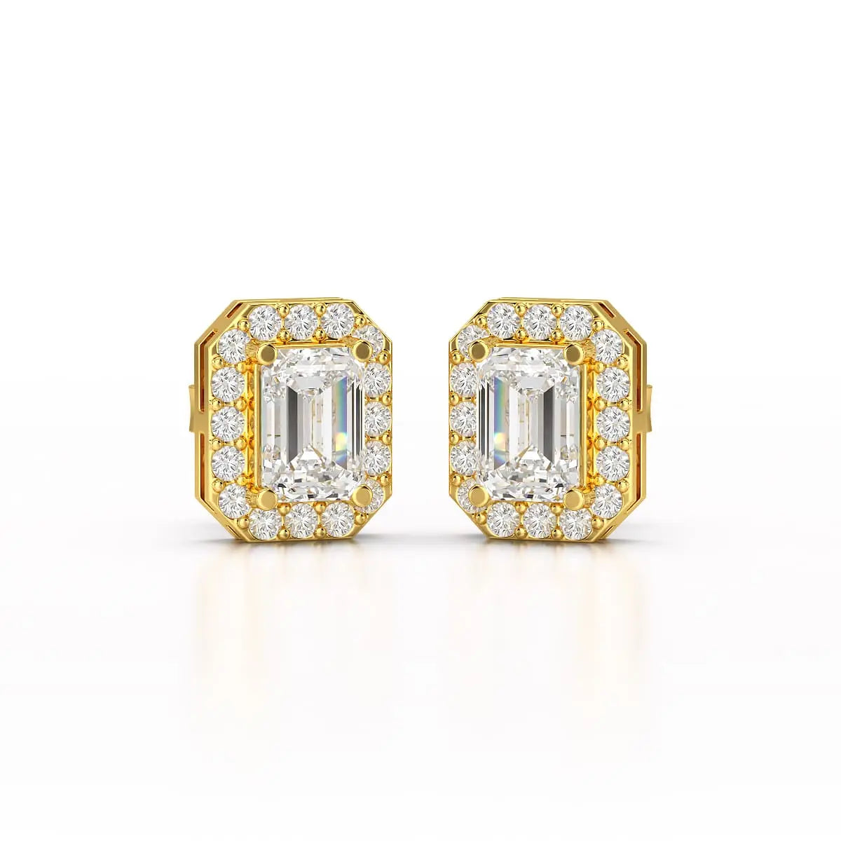 2.51 CT Lab Diamond Halo Emerald Stud Earrings Jama Jewels