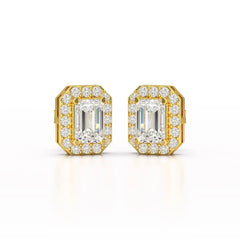 2.51 CT Lab Diamond Halo Emerald Stud Earrings Jama Jewels
