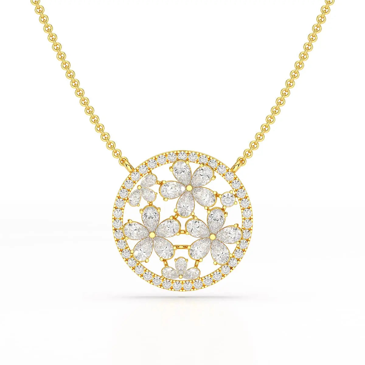 2.57 CT Pear Cut Flower Lab Diamond Pendant