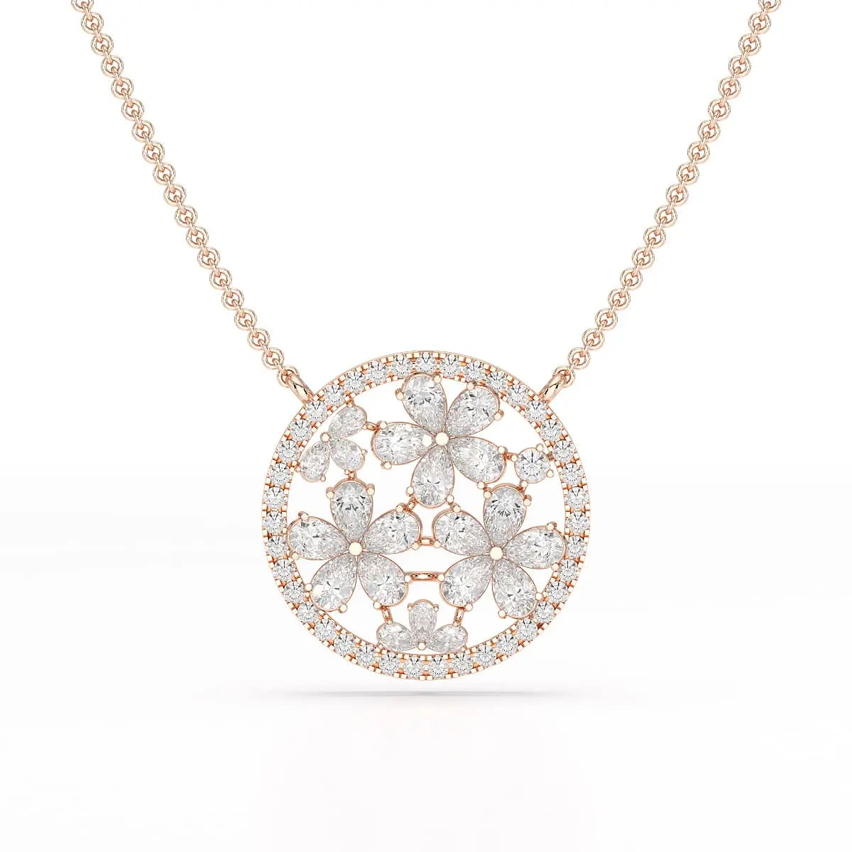 2.57 CT Pear Cut Flower Lab Diamond Pendant