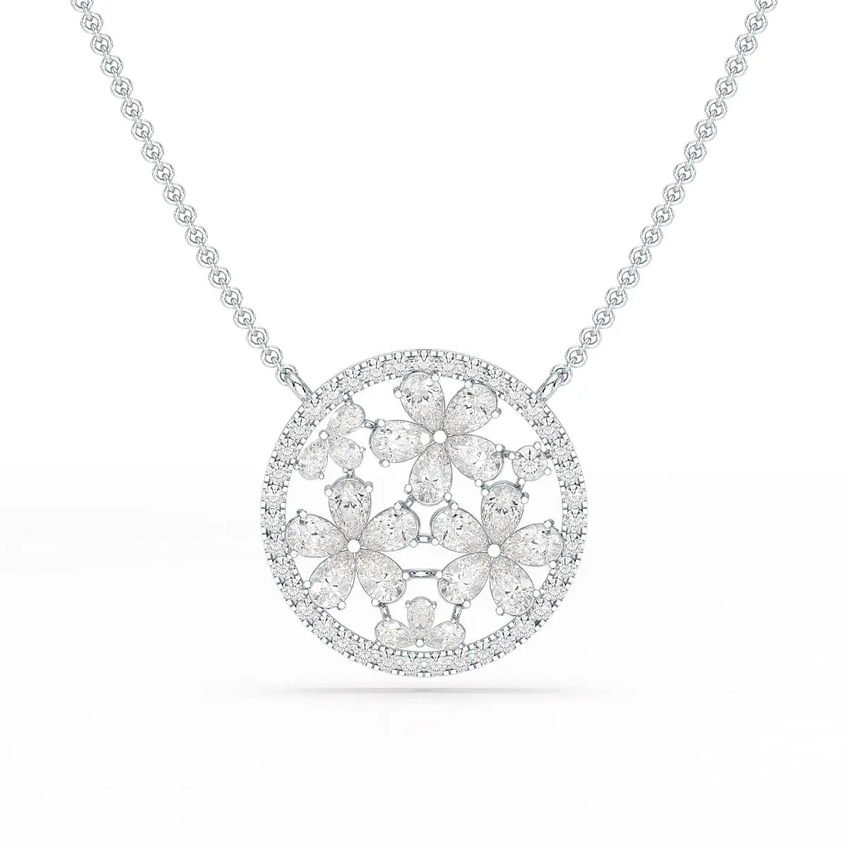 2.57 CT Pear Cut Flower Lab Diamond Pendant