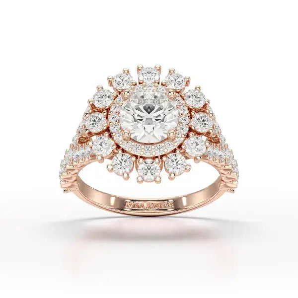 2.63 CT Double Halo Lab Diamond Wedding Ring - Jama Jewels