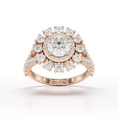 2.63 CT Double Halo Lab Diamond Wedding Ring - Jama Jewels