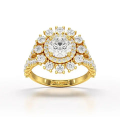 2.63 CT Double Halo Lab Diamond Wedding Ring - Jama Jewels
