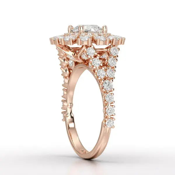2.63 CT Double Halo Lab Diamond Wedding Ring - Jama Jewels