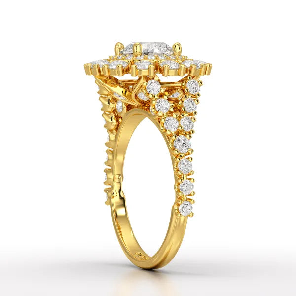 2.63 CT Double Halo Lab Diamond Wedding Ring - Jama Jewels