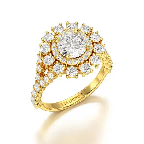 2.63 CT Double Halo Lab Diamond Wedding Ring - Jama Jewels