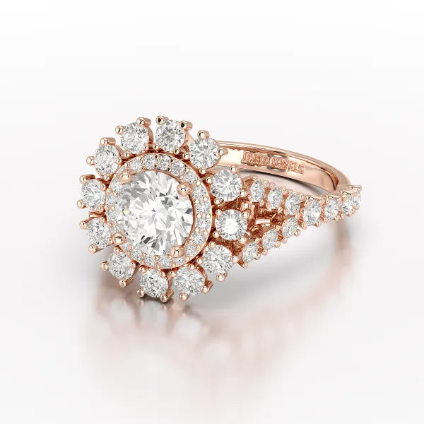 2.63 CT Double Halo Lab Diamond Wedding Ring - Jama Jewels