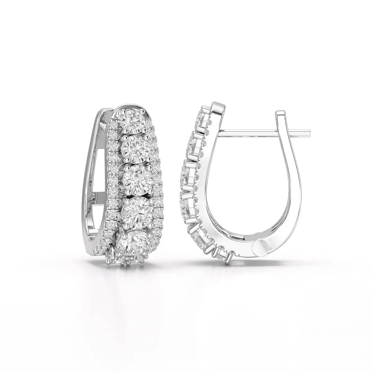 2.71 CT Lab Diamond Round Cut Hoop Earrings Jama Jewels
