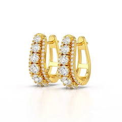 2.71 CT Lab Diamond Round Cut Hoop Earrings Jama Jewels
