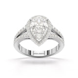 2.78 CT Lab Diamond Pear Cut Halo Ring