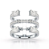 2.83 CT Three Layer Emerald Cut Lab Diamond Ring Jama Jewels