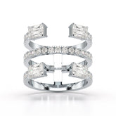 2.83 CT Three Layer Emerald Cut Lab Diamond Ring