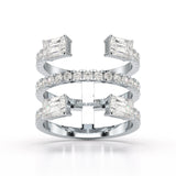 2.83 CT Three Layer Emerald Cut Lab Diamond Ring