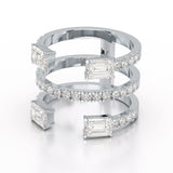 2.83 CT Three Layer Emerald Cut Lab Diamond Ring
