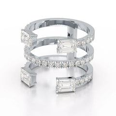 2.83 CT Three Layer Emerald Cut Lab Diamond Ring Jama Jewels