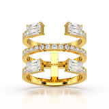 2.83 CT Three Layer Emerald Cut Lab Diamond Ring
