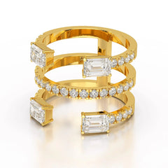 2.83 CT Three Layer Emerald Cut Lab Diamond Ring Jama Jewels