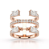 2.83 CT Three Layer Emerald Cut Lab Diamond Ring