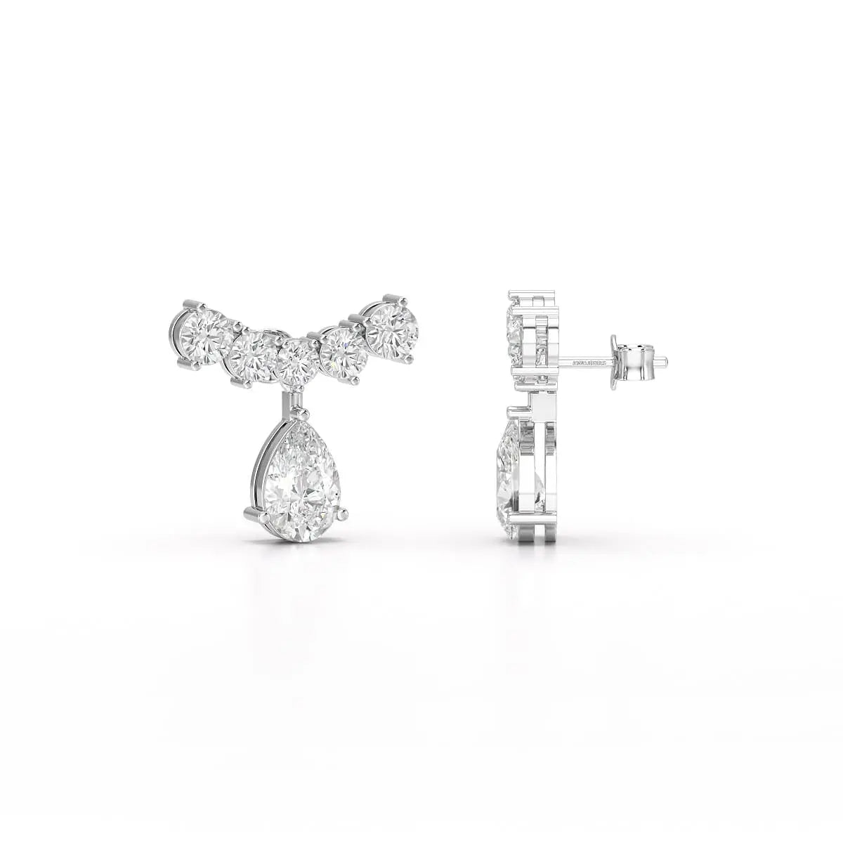 3.58 CT Lab Diamond Pear Cut Drop Earrings Jama Jewels