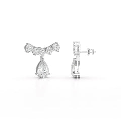 3.58 CT Lab Diamond Pear Cut Drop Earrings Jama Jewels