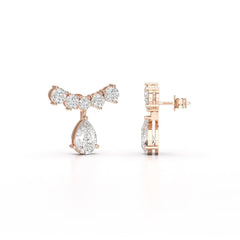 3.58 CT Lab Diamond Pear Cut Drop Earrings Jama Jewels
