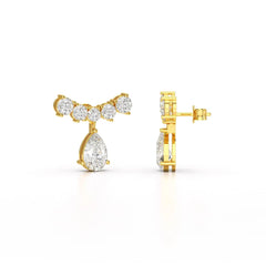 3.58 CT Lab Diamond Pear Cut Drop Earrings Jama Jewels