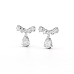 3.58 CT Lab Diamond Pear Cut Drop Earrings Jama Jewels