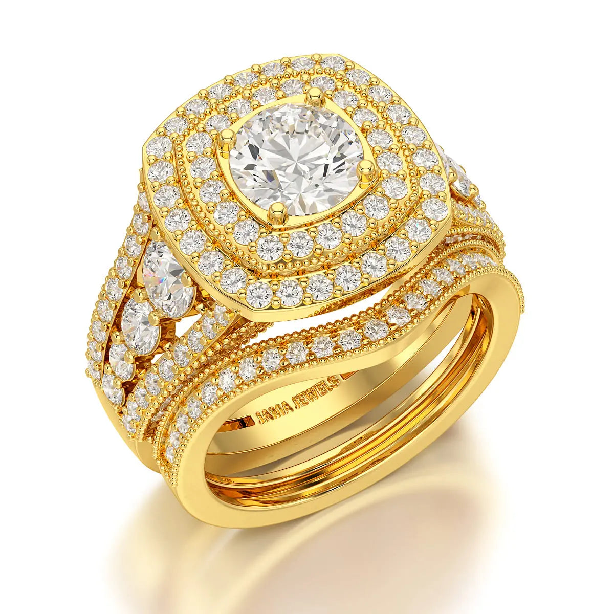 2.9 CT Round Cut Halo Lab Diamond Ring Jama Jewels