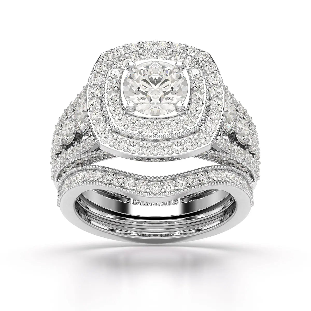 2.9 CT Round Cut Halo Lab Diamond Ring Jama Jewels