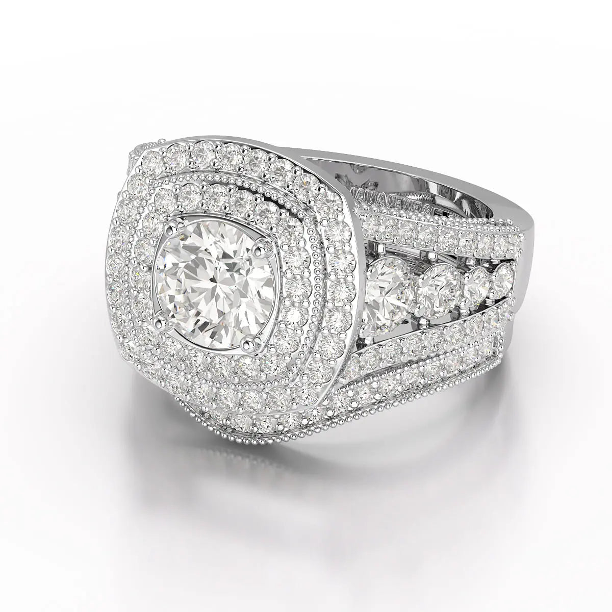 2.9 CT Round Cut Halo Lab Diamond Ring Jama Jewels
