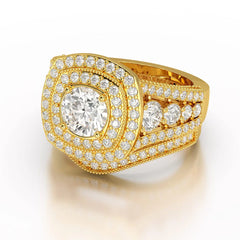 2.9 CT Round Cut Halo Lab Diamond Ring Jama Jewels