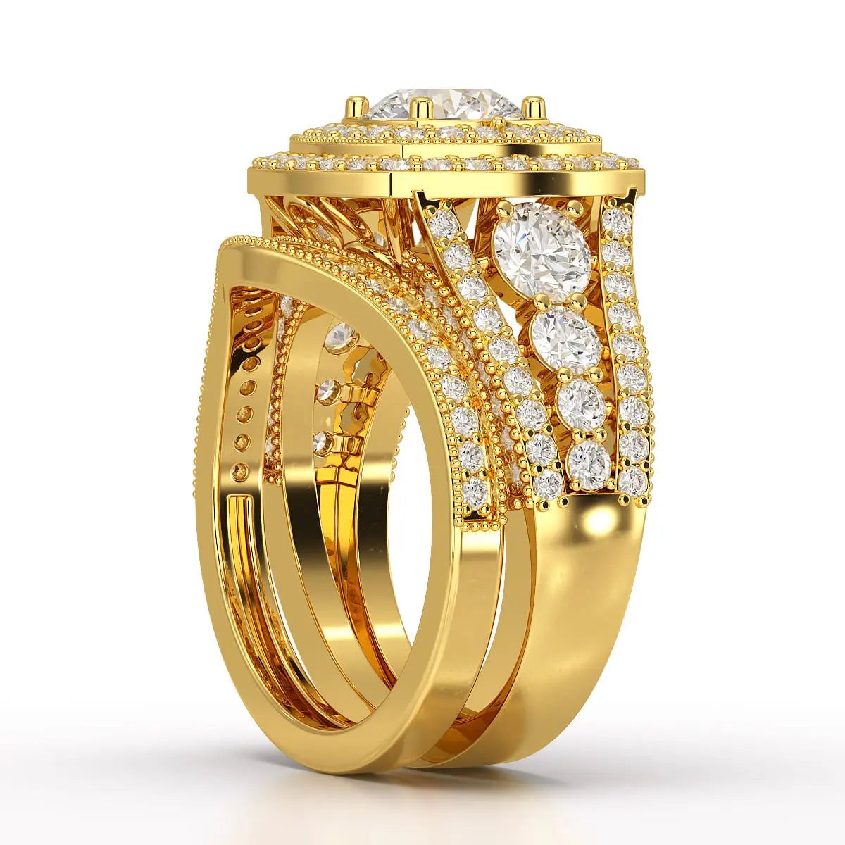 2.9 CT Round Cut Halo Lab Diamond Ring Jama Jewels