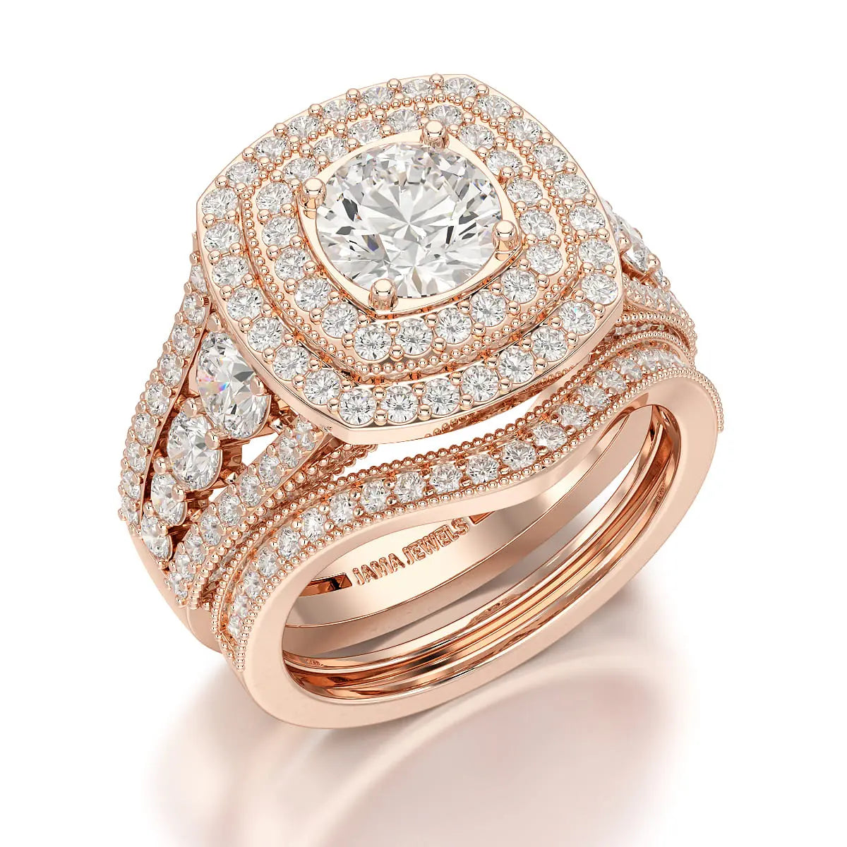 2.9 CT Round Cut Halo Lab Diamond Ring Jama Jewels